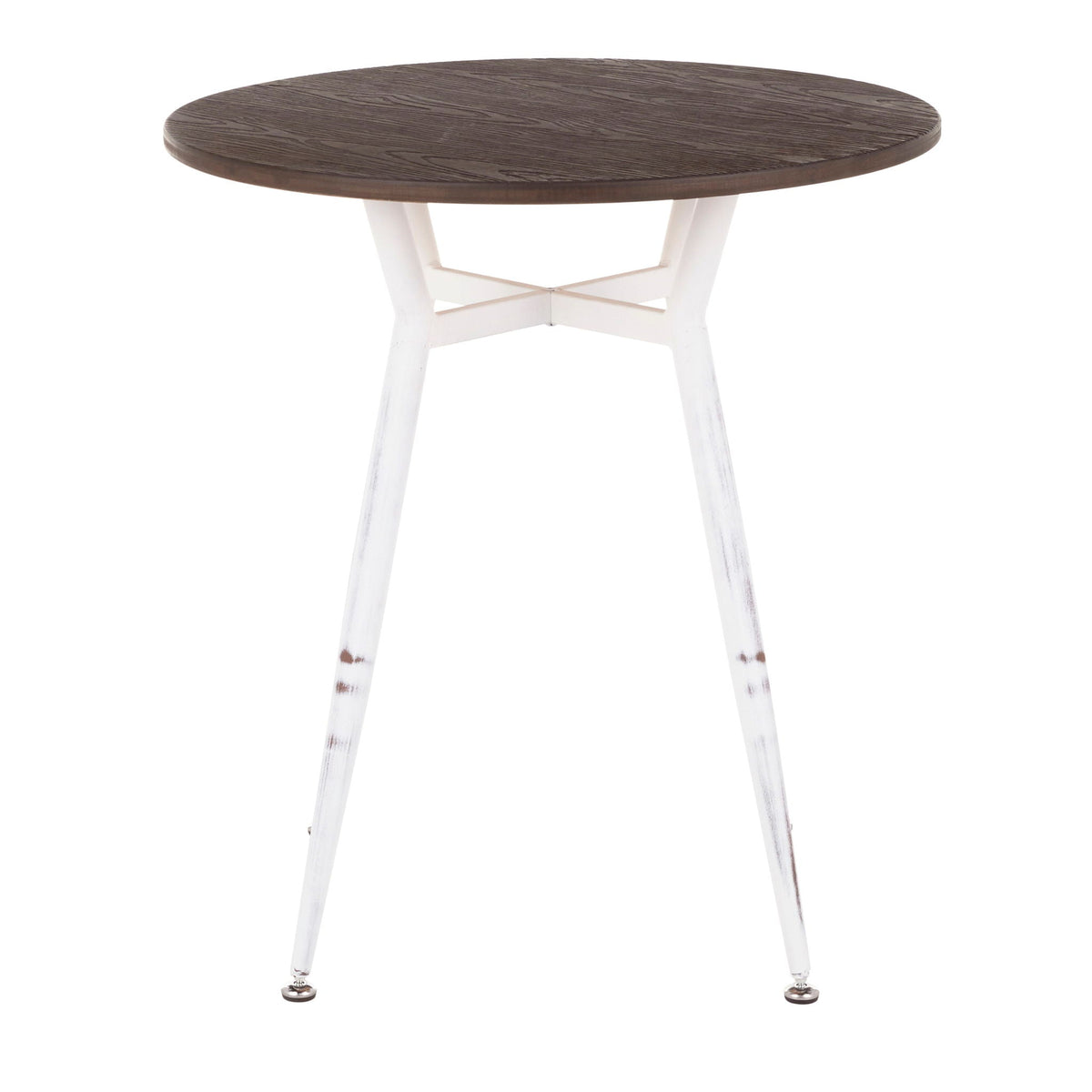 Industrial Round Dinette Table with Durable Metal Legs - White or Dark Brown