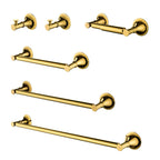 6 Piece Bathroom Accessories Set with Brass Construction - Gold, Matte Black, Brushed Gold