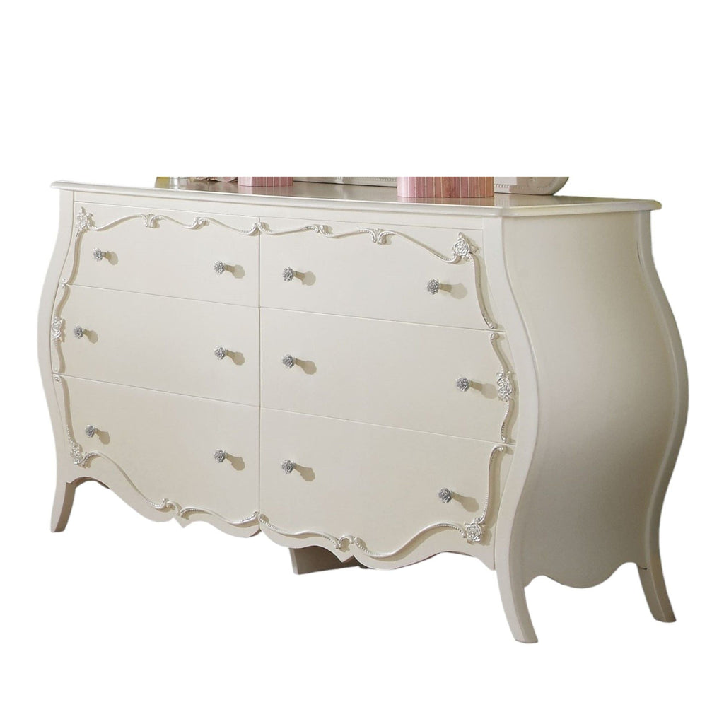 Edalene White Dresser with Six Drawers - White