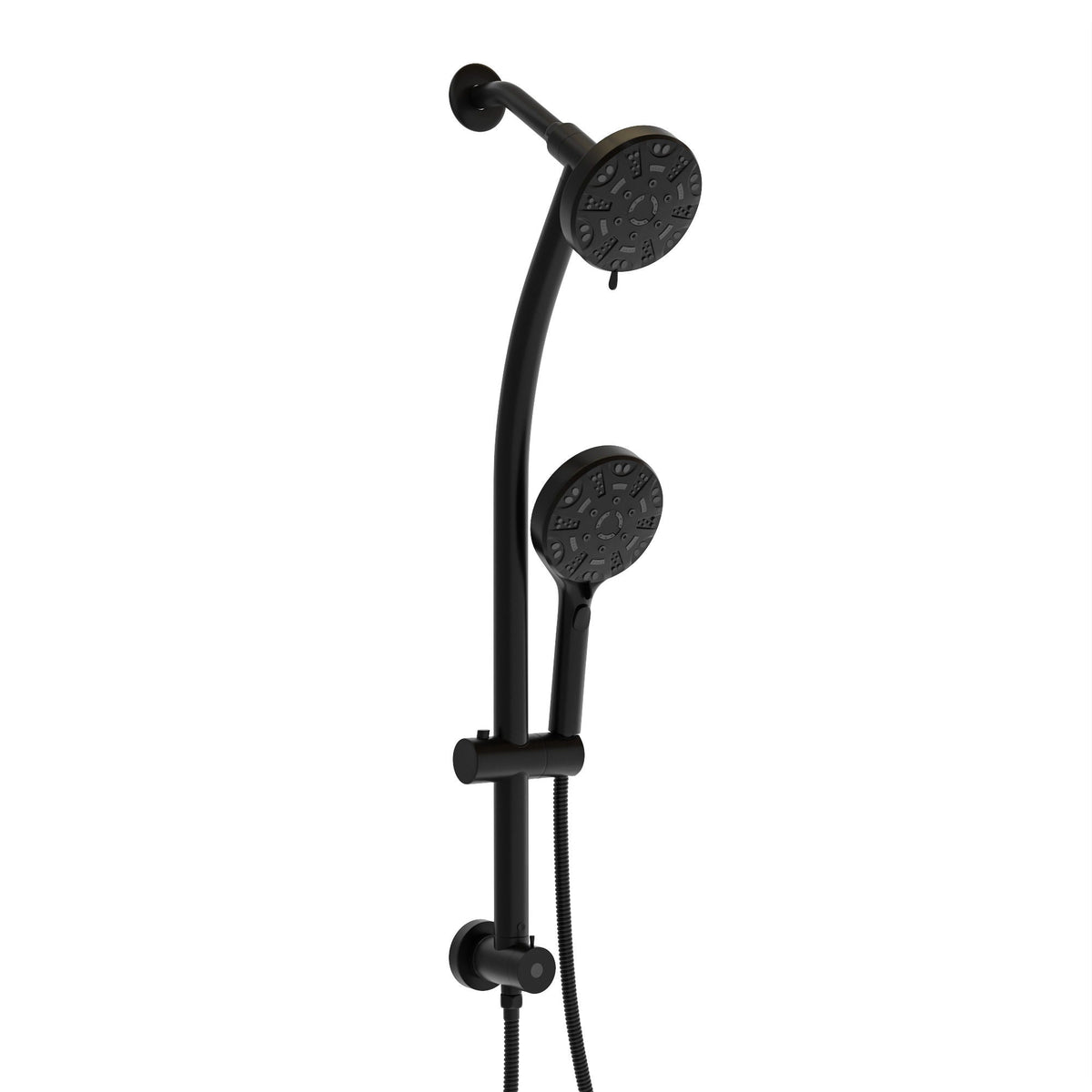 Dual Shower Head System with Rain Shower and Adjustable Slide Bar - Multiple Colors