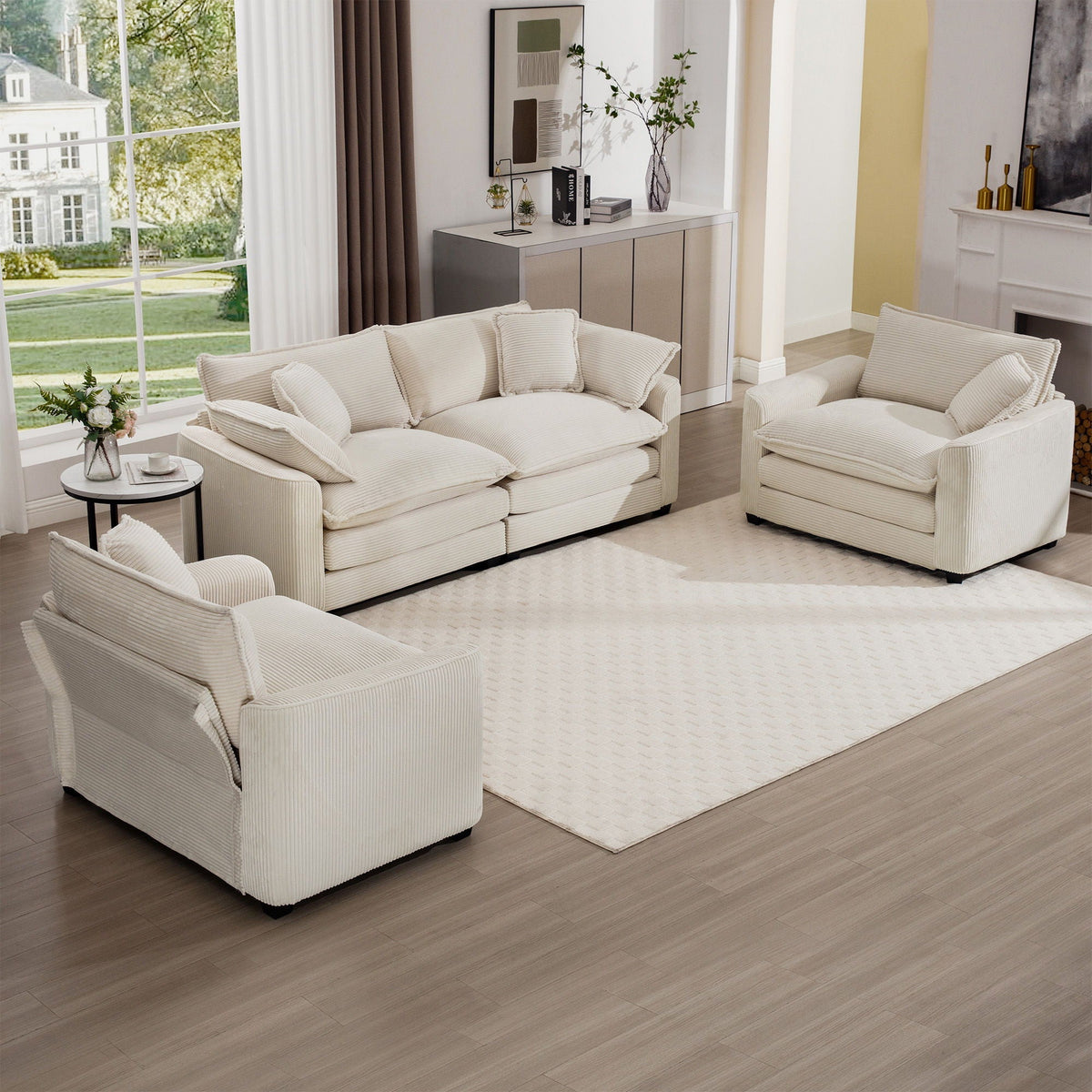 Oversized Deep-Seat Fabric Sofa & Chair Sets