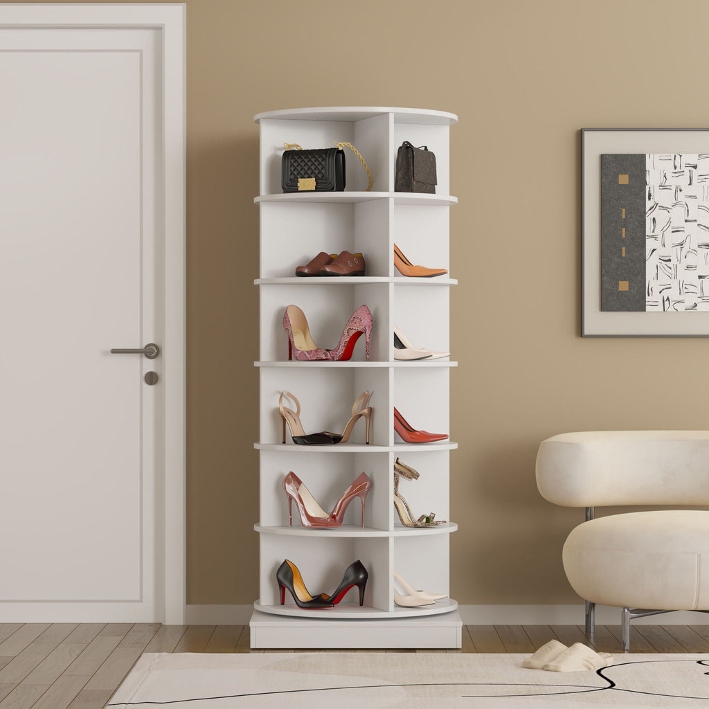 360 Rotating Shoe Cabinet 6 Layers with Space-Saving Rotating Design - Multiple Colors