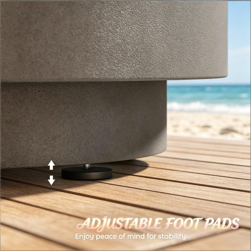 Portable Storage Box Cooler Side Table with Removable Ice Bucket - Concrete