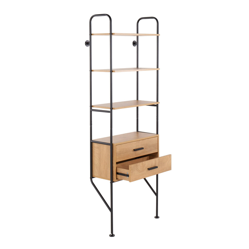 Industrial Bookcase with Steel Frame - Black/Brown