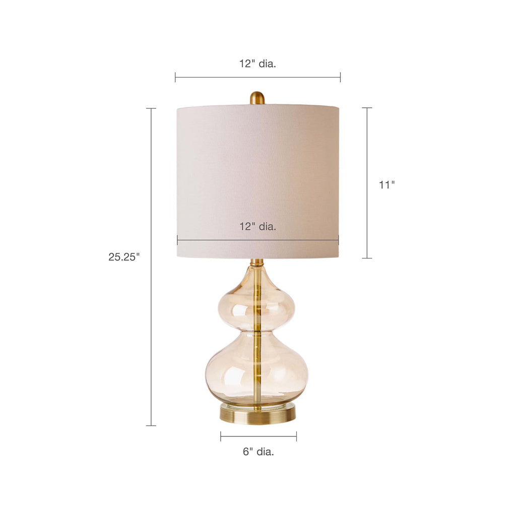 Ellipse Curved Glass Table Lamp Set of 2 with Gold Base - White