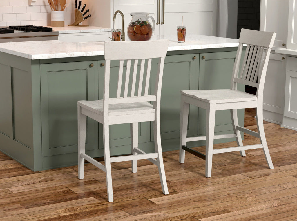 Slat Back Counter Stools with Easy Assembly - White