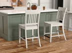 Slat Back Counter Stools with Easy Assembly - White