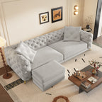 3-In-1 Convertible Sleeper Sofa Set with Deep Seat & Movable Ottoman - White, Beige, Gray