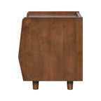 Walnut Nightstand with Rattan Detail for Modern Bedrooms - Walnut