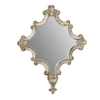 Artistic Diamond Scrollwork Wall Mirror with Fir Wood Frame - Antique White