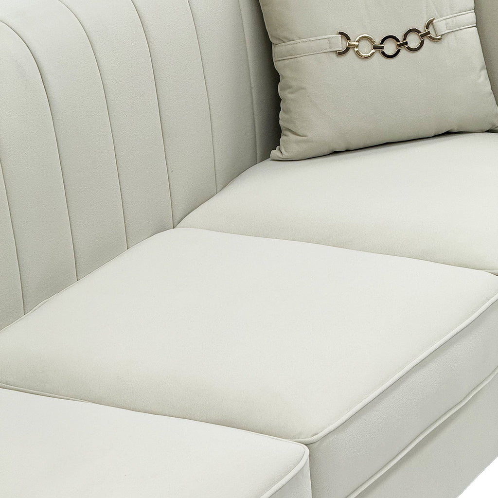 FX-P82B-BE Velvet 3-Seater Sofa