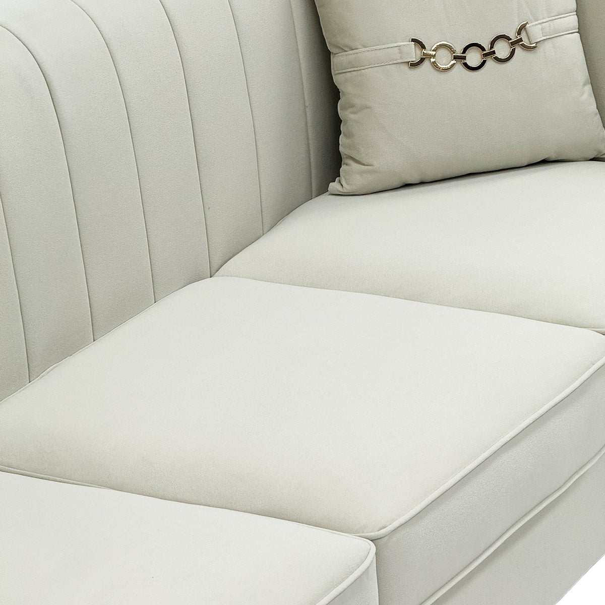 FX-P82B-BE Velvet 3-Seater Sofa