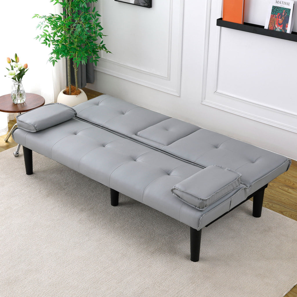 Foldable Sofa Bed with Cup Holder and Solid Wood Frame - Multiple Colors