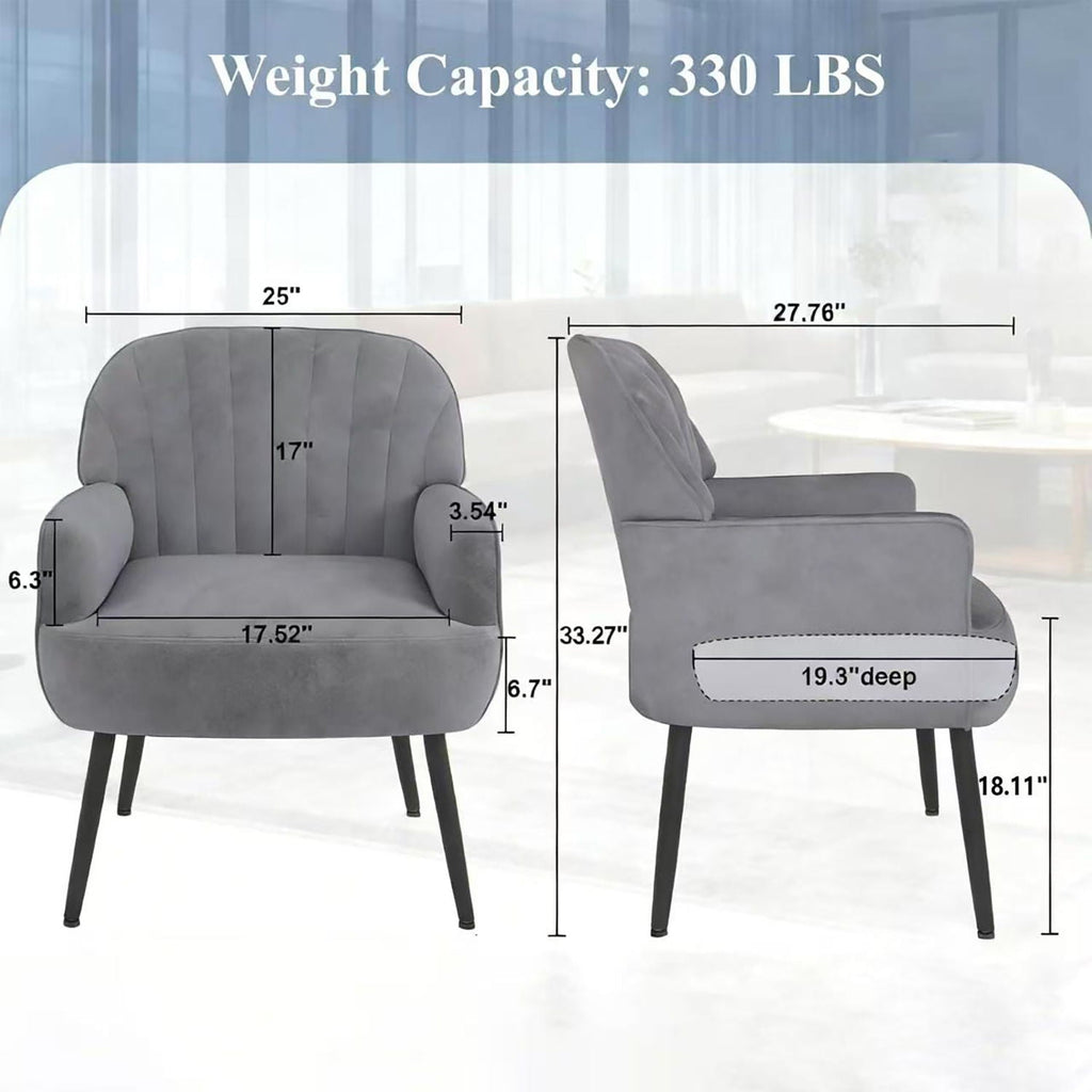 Upholstered Accent Armchair with Shell-Shaped Design - Multiple Colors