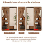 Full Length Wall Mounted Mirror with Shelf and Hook - Dark Brown, White, or Light Brown