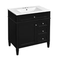 Bathroom Vanity with Ceramic Top Sink and Storage Drawers - Multiple Colors