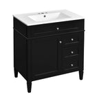 Bathroom Vanity with Ceramic Top Sink and Storage Drawers - Multiple Colors