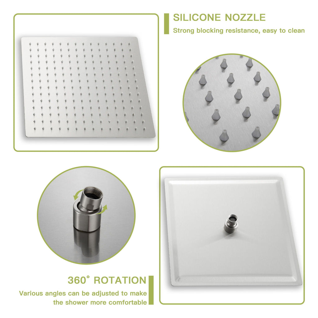 Dual Shower Head 16" Ceiling Mount Shower System with Pressure-Balanced Valve - Gray