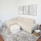 High-Quality Microfiber Sectional Sofa with Deep Seating - Beige or Dark Green