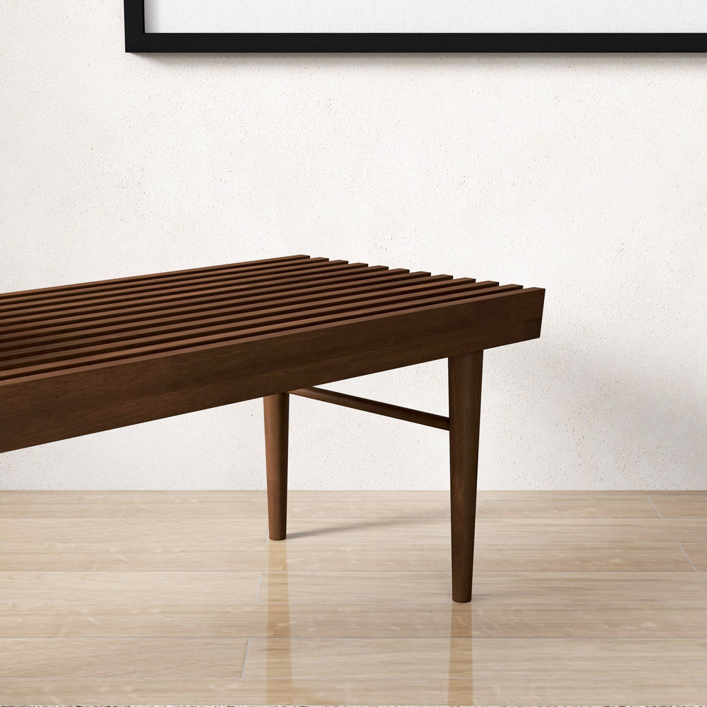 Dark Brown Wood Accent Bench with Solid Wood Frame - Mia