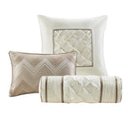 7 Piece Tufted Comforter Set in Taupe