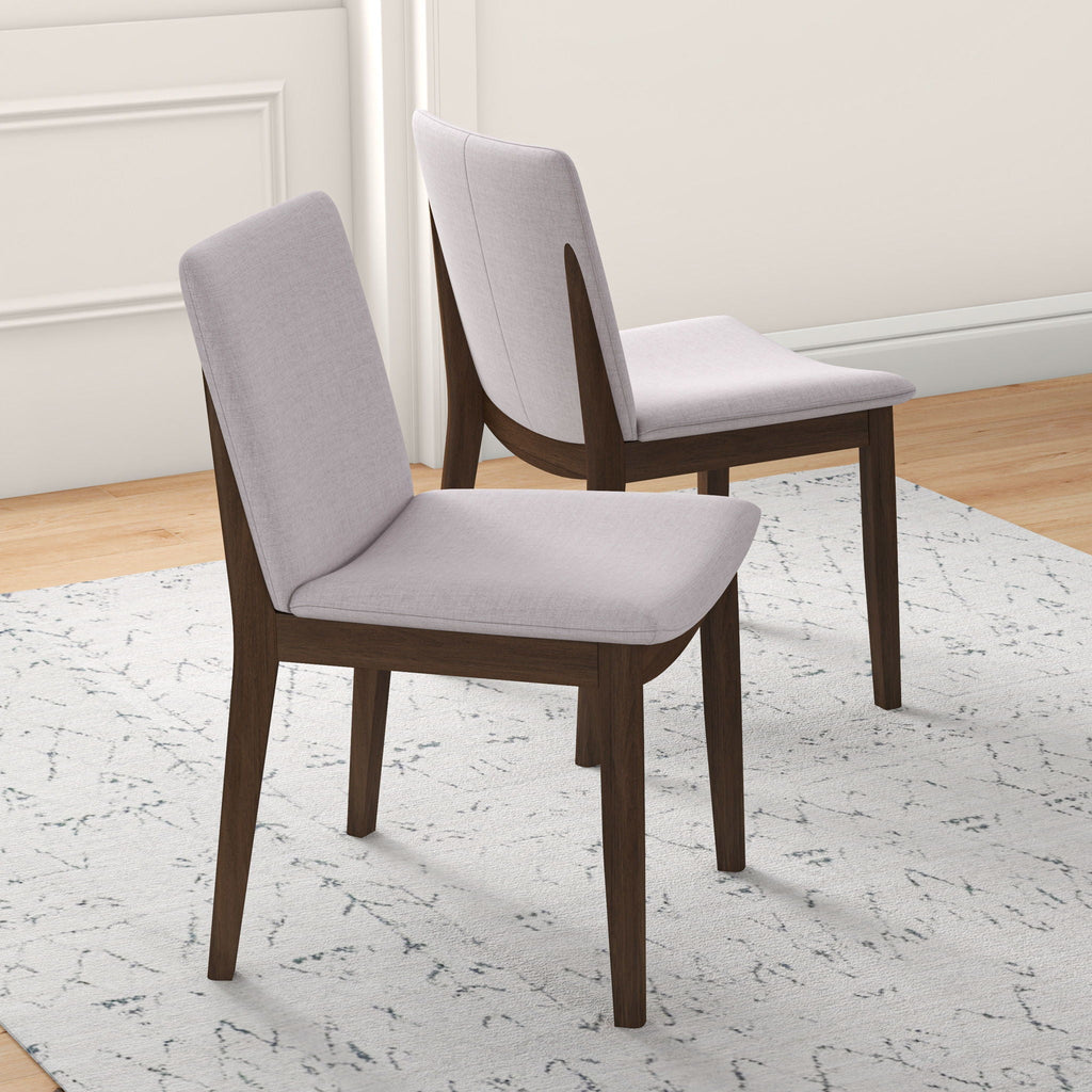 Mid-Century Modern Solid Wood Dining Chair Set with Fabric Upholstery - Multiple Colors