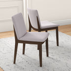 Mid-Century Modern Solid Wood Dining Chair Set with Fabric Upholstery - Multiple Colors