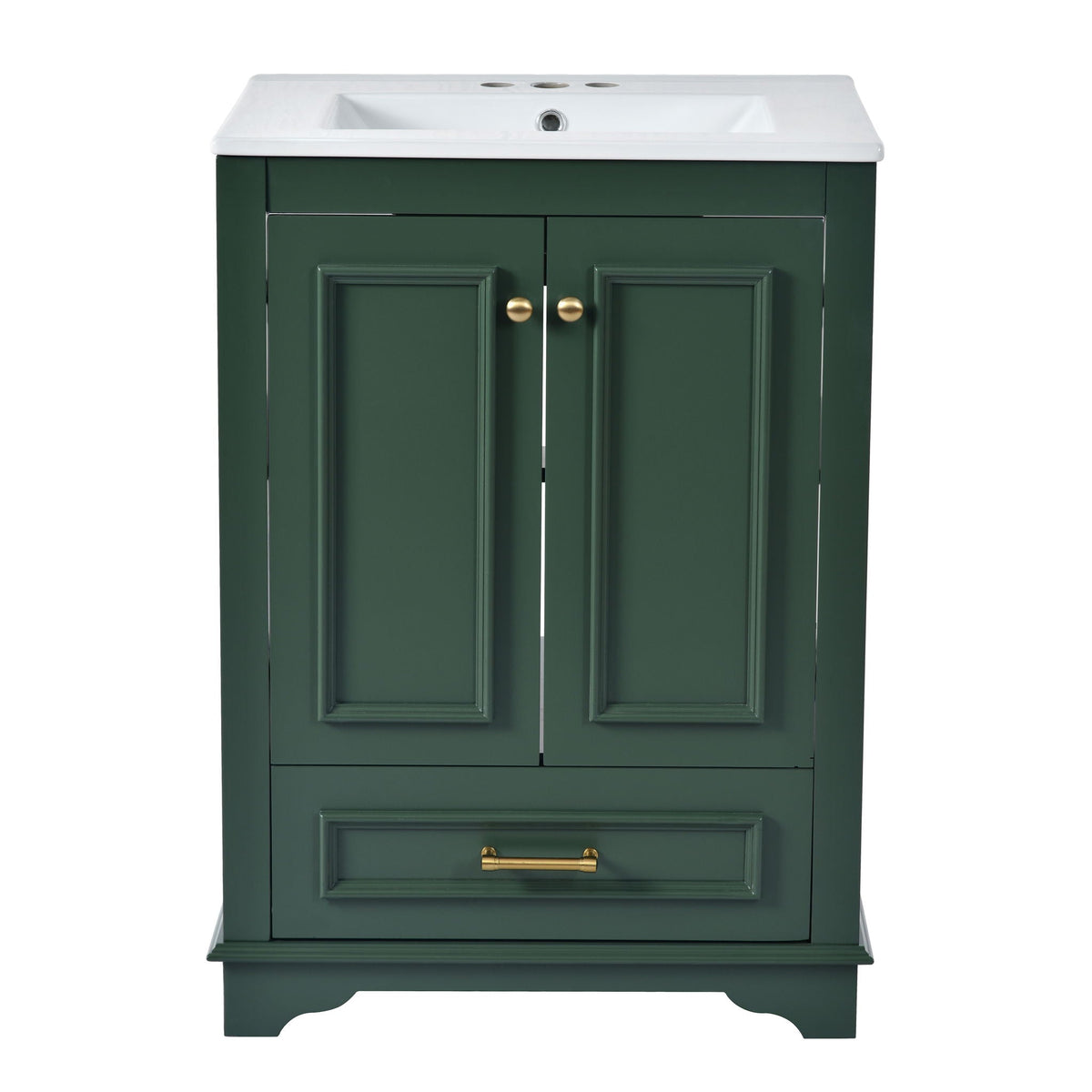 Modern Bathroom Vanity with Ceramic Sink Combo and Storage Cabinet - Multiple Colors
