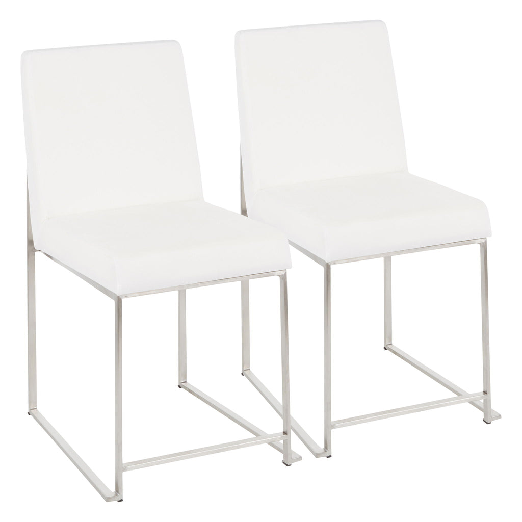Fuji Contemporary High Back Dining Chair Set with Upholstered Seat - Multiple Colors