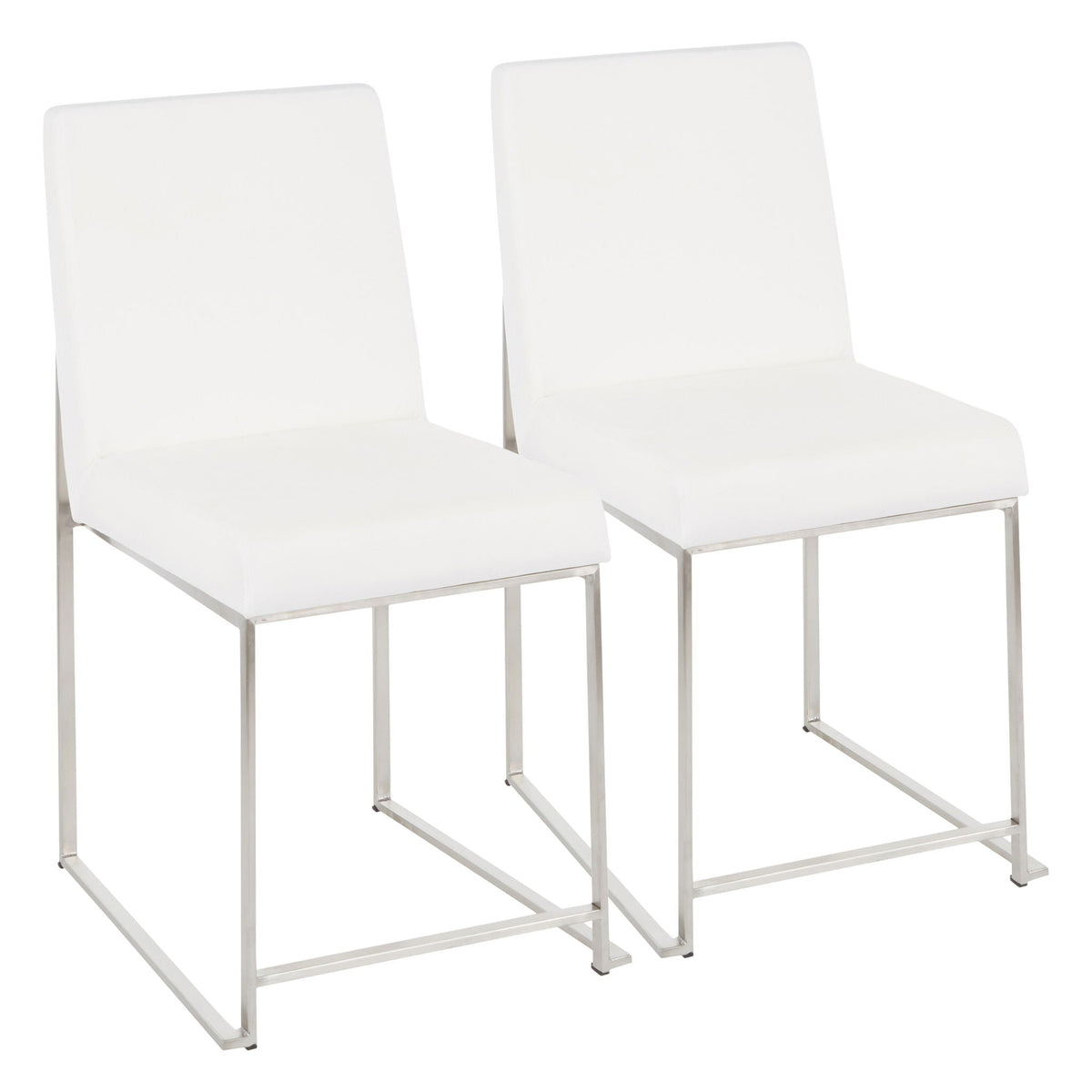 Fuji Contemporary High Back Dining Chair Set with Upholstered Seat - Multiple Colors