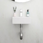 Ceramic Rectangle Wall Mount Bathroom Sink with Single Faucet Hole - White