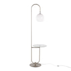 Contemporary Floor Lamp with Tempered Glass Table - Gray