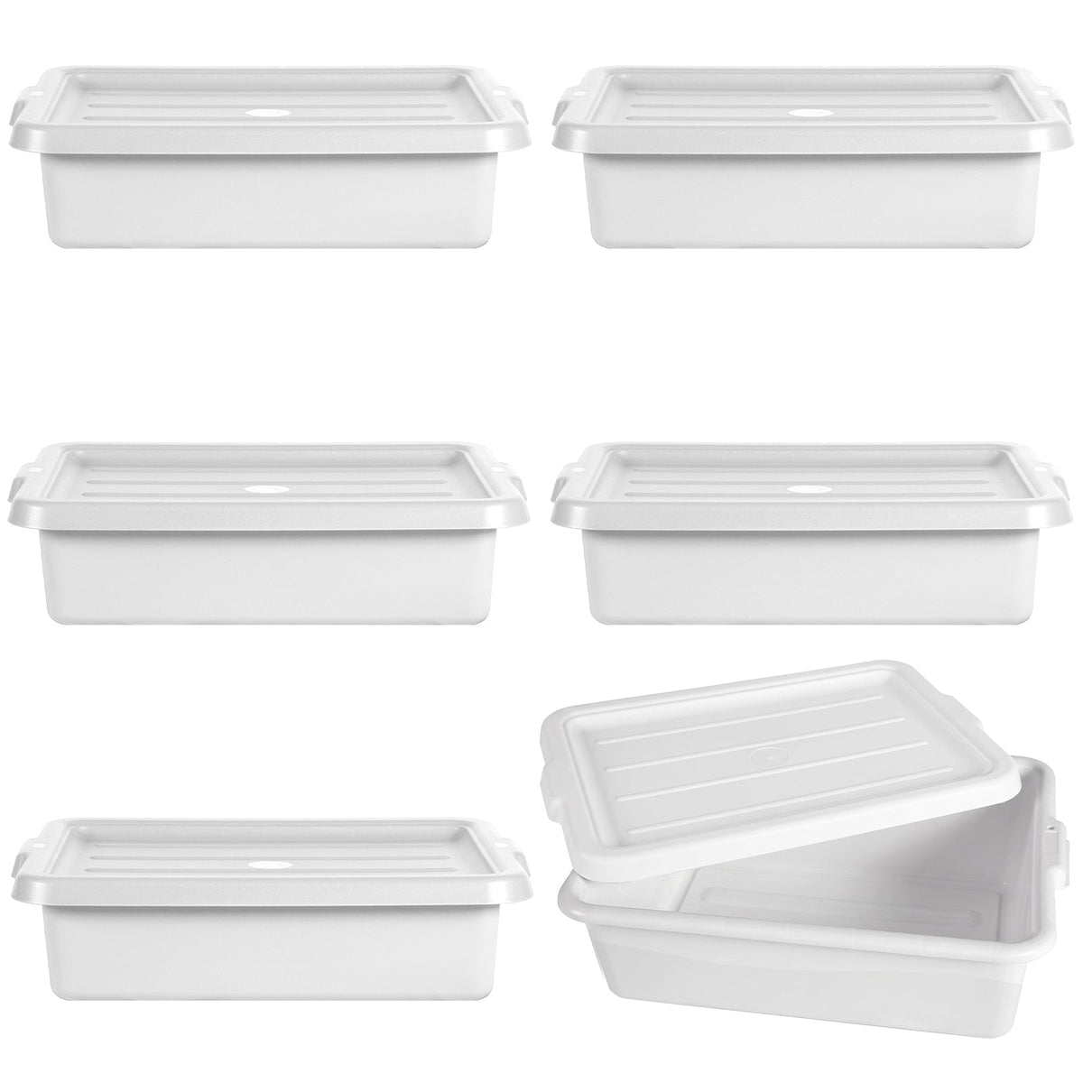 Heavy Duty Commercial Meat Tubs with Lids - 6 Pack