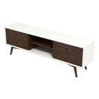 Modern TV Stand Up To 72" with Solid Wood Construction - White or Dark Brown
