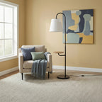 Seoul Floor Lamp With Rotary Switch Wood Table Base - Black / White