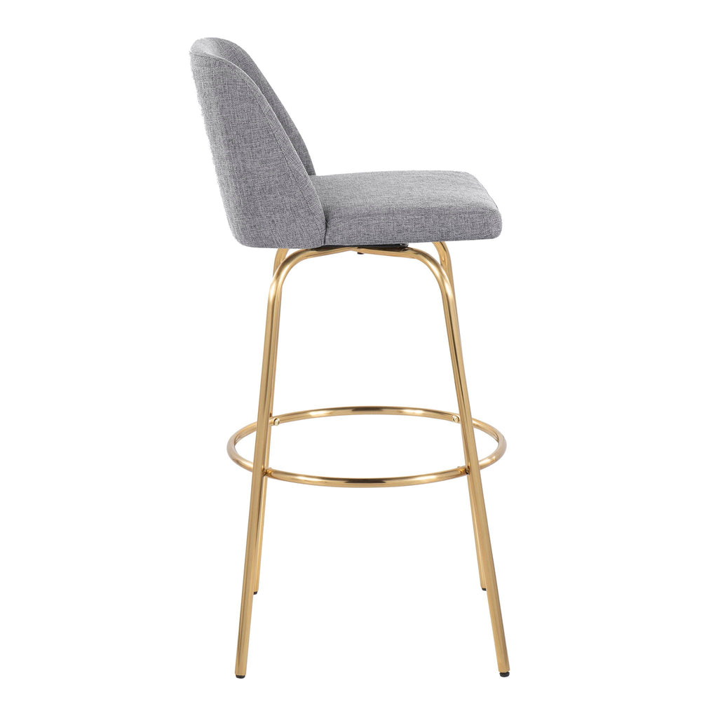 Contemporary Swivel Barstool Set with Round Footrest - Multiple Colors