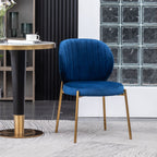 Blue Velvet Dining Chair with Gold Metal Frame
