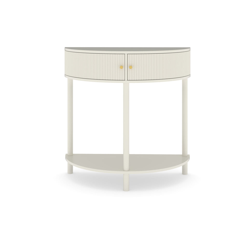 Demi Lune Console Table with 2 Storage Drawers - White, Dark Gray, Dark Brown