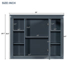 Wall Mounted Bathroom Storage Cabinet with Mirror - Blue, White, or Dark Gray