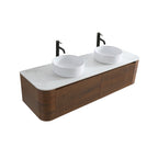 Erba 60 Inch Bathroom Vanity with Sink - Fluted Design - Walnut, White
