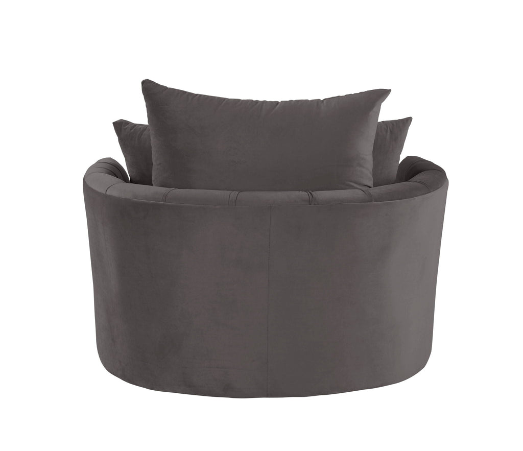 Velvet Swivel Accent Chair with Button Tufting - Dark Gray or Pink