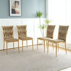 Modern Dining Chair Set with Plated Metal Legs - Multiple Colors