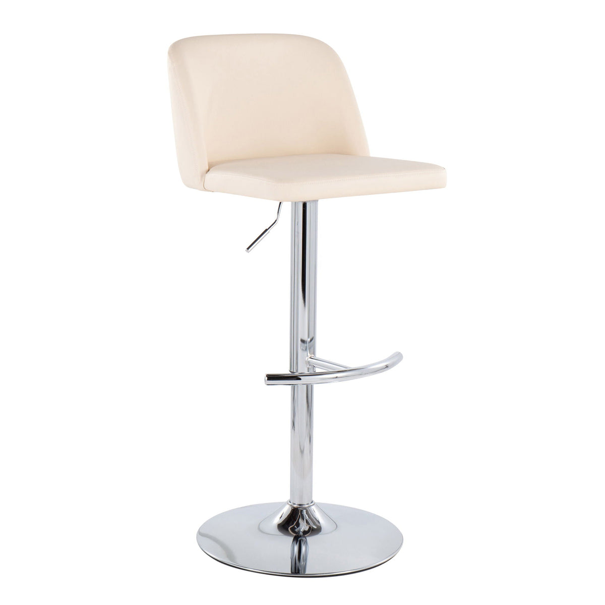 Contemporary Adjustable Barstool Set with Swivel & Rounded T Footrest - Multiple Colors