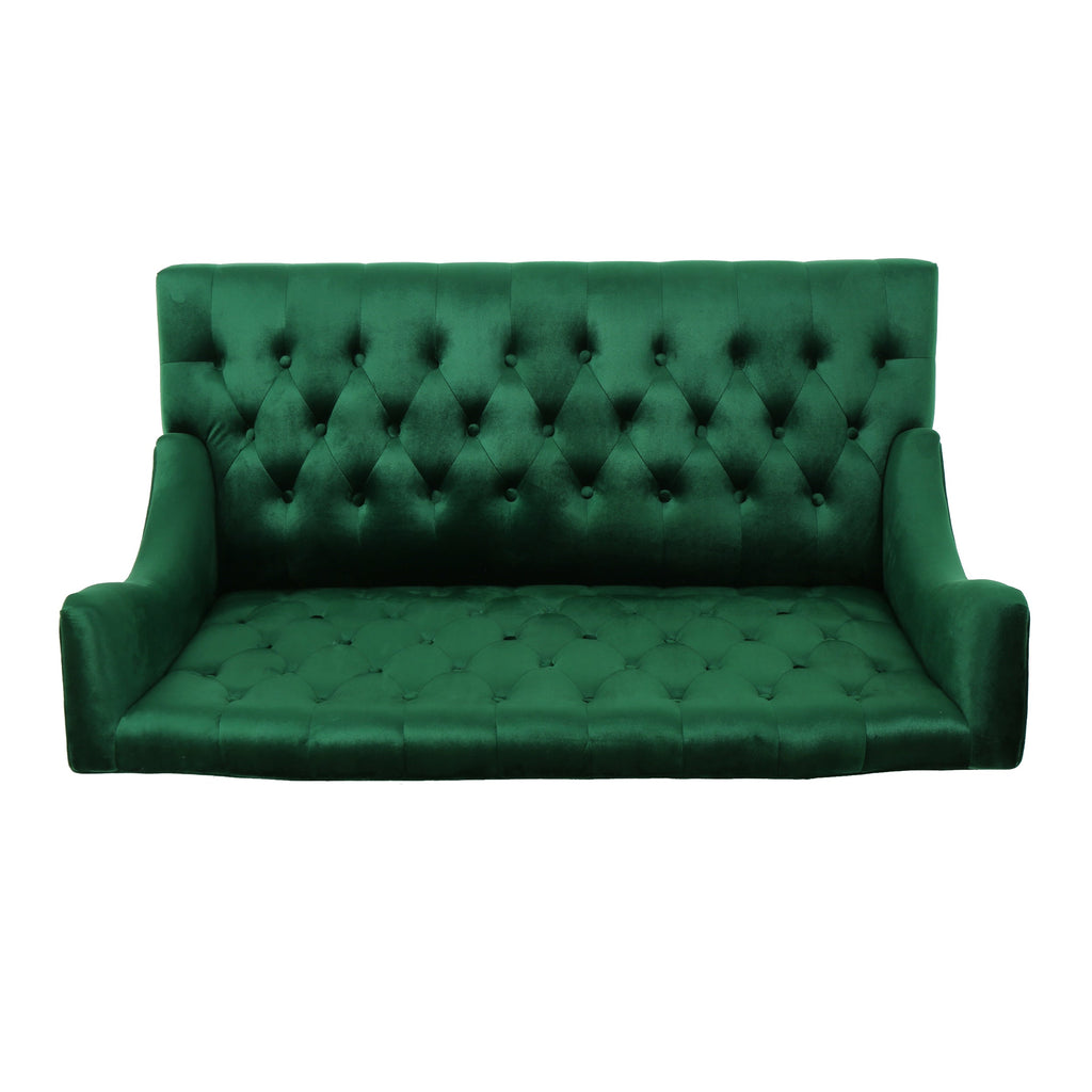 Modern Glam Velvet Loveseat with Button-Tufted Detail - Emerald