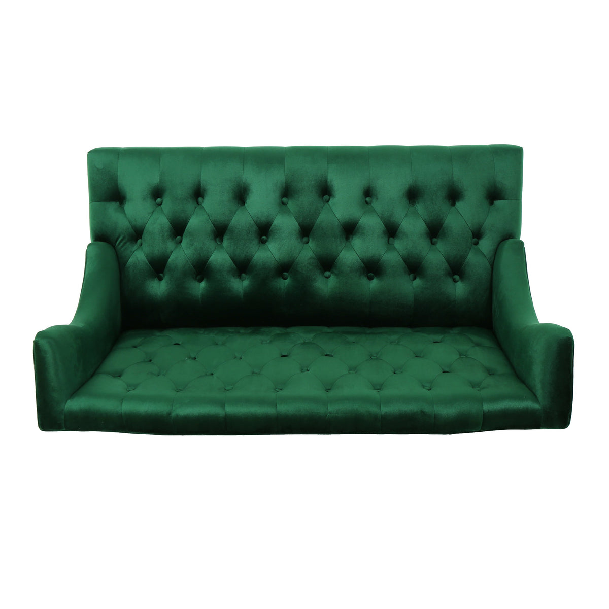 Modern Glam Velvet Loveseat with Button-Tufted Detail - Emerald