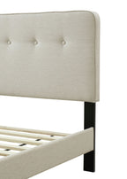 Upholstered Bed with USB Charging Port and Tufted Headboard - White