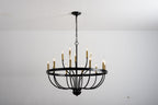 18-Light Industrial Iron Candle Chandelier with Adjustable Height - Gold & Black