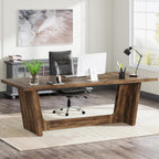 Executive Desk with Pedestal - Large Writing Workstation - Brown