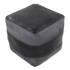 Industrial Pouf Ottoman with Side Handles - Light Brown, Dark Brown, Dark Gray