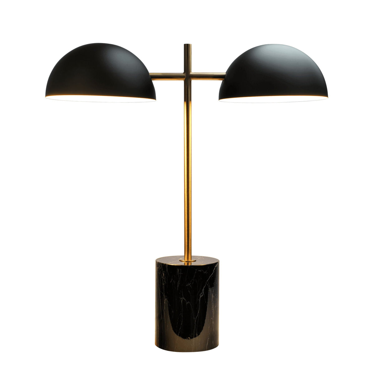 Hydro Table Lamp with Double Lamp and Marble Base - Black / Gold / Marble